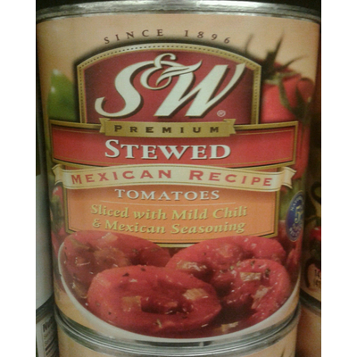 Stewed Tomatoes, Mexican Recipe Sliced with Mild Chili & Mexican Seasoning