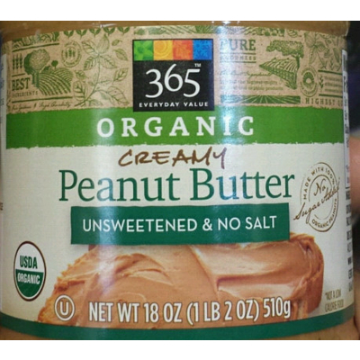 Organic Creamy Peanut Butter, Unsweetened & No Salt