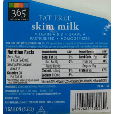 Fat Free Skim Milk