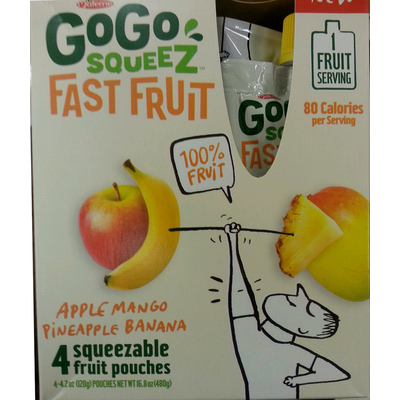 GoGo Squeez Fast Fruit, Apple Mango Pineapple Banana