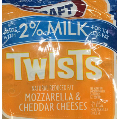 Twists Natural Reduced Fat Mozzarella & Cheddar Cheeses, 2% Milk