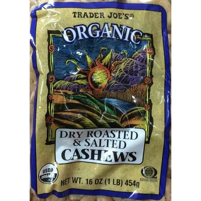Carbs in Trader Joe's Organic Dry Roasted & Salted Cashews | Carb Manager
