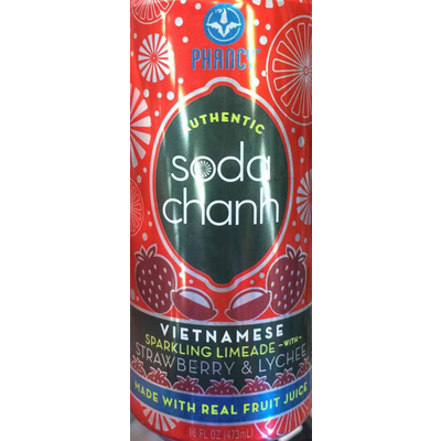 Authentic Soda Chanh Vietnamese Sparkling Limeade with Strawberry & Lychee