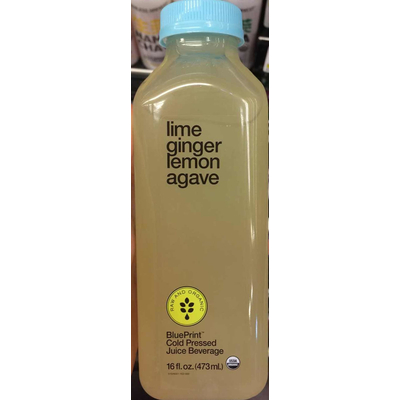 Cold Pressed Juice Beverage Lime Ginger Lemon Agave
