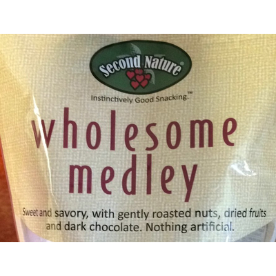 Wholesome Medley, Sweet and Savory, with Roasted Nuts, Dried Fruits, and Dark Ch