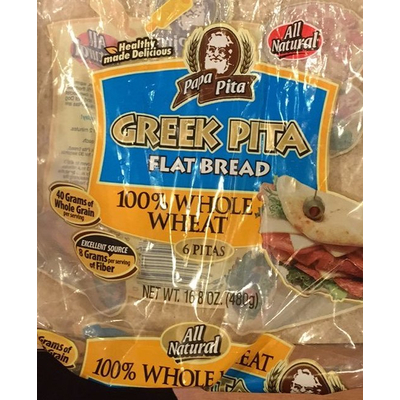 Greek Pita Flat Bread 100% Whole Wheat