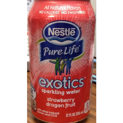 Exotics Sparkling Water, Strawberry and Dragon Fruit