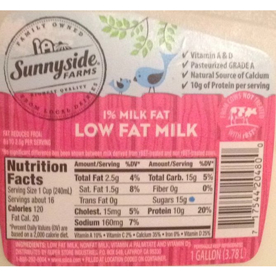 1% Low Fat Milk
