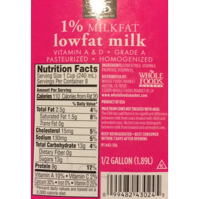 1% Low Fat Milk