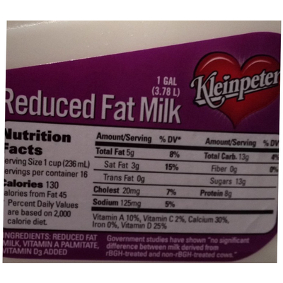 Reduced Fat Milk