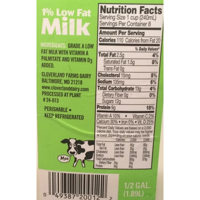 1% Low Fat Milk