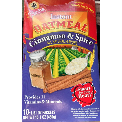 Instant Oatmeal, Cinnamon & Spice
