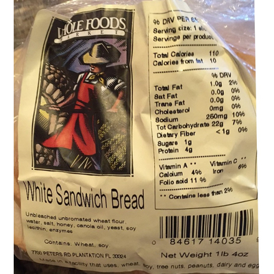 Bread, White Sandwich