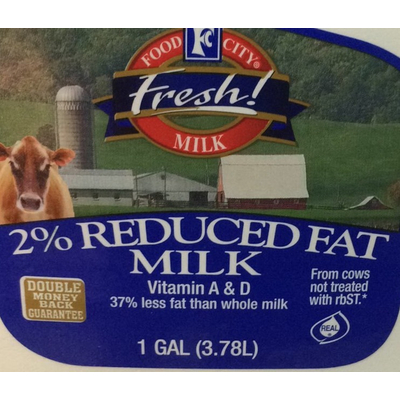 2% Reduced Fat Milk