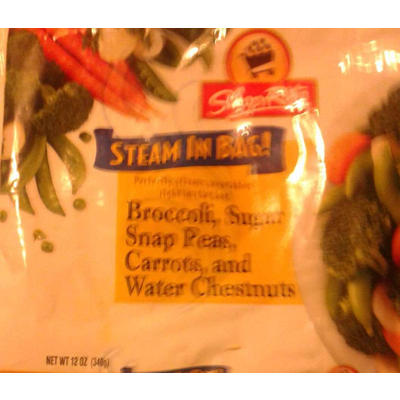 Broccoli, Sugar Snap Peas, Carrots, and Water Chestnuts