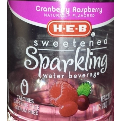 Sweetened Sparking Water Beverage, Cranberry Raspberry