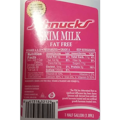 Skim Milk, Fat Free