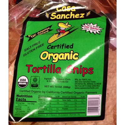 Tortilla Chips, Organic, Salt Free