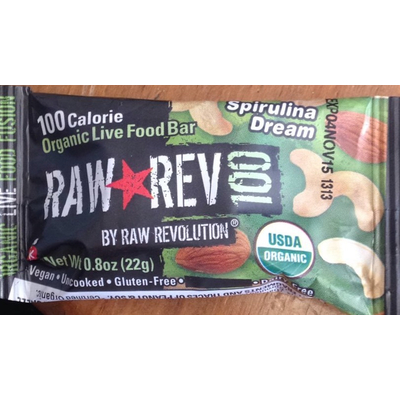 Raw Rev 100 Organic Live Food Bar, Spirulina Dream