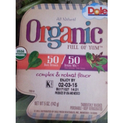 Organic Salad, 50/50 Baby Spinach & Spring Mix
