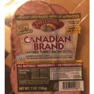 Uncured Turkey Bacon, Canadian Brand