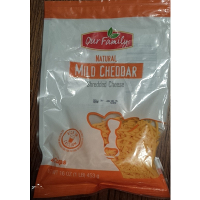 Cheese, Mild Cheddar, Shredded