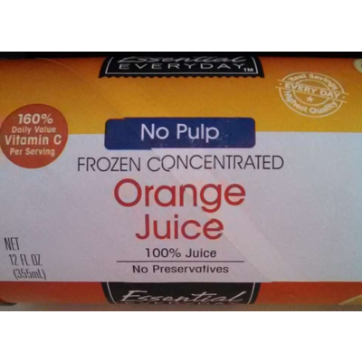 Orange Juice, No Pulp, Frozen Concentrated