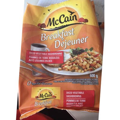 Breakfast, Diced Vegetable Hashbrowns