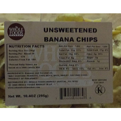 Banana Chips, Unsweetened