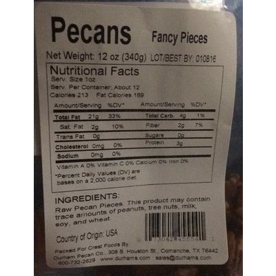 Pecans, Pieces