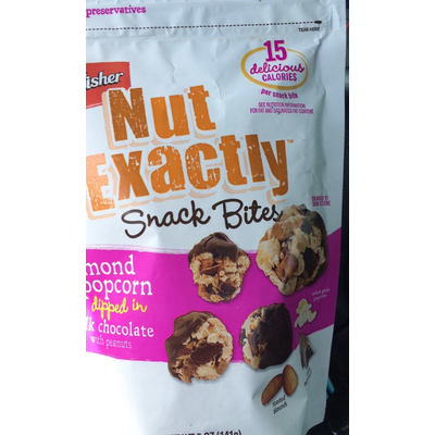 Nut Exactly Snack Bites, Almond Popcorn dipped in Milk Chocolate