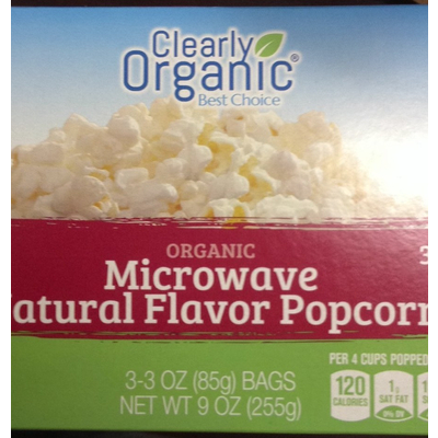Clearly Organic Microwave Popcorn, Natural Flavor