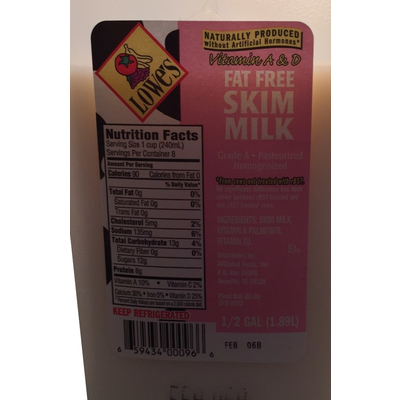 Fat Free, Skim Milk