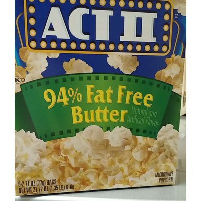 Microwave Popcorn, 94% Fat Free Butter