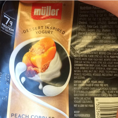 Yogurt, Dessert Inspired, Peach Cobbler