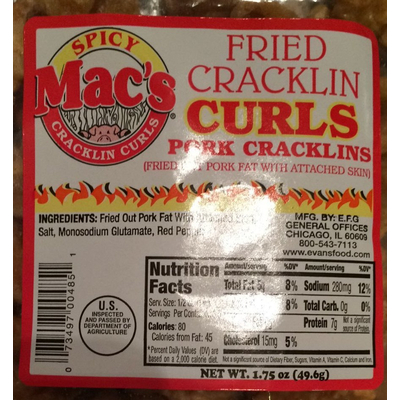 Fried Cracklin Curls, Pork Cracklins