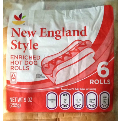 New English Style, Enriched Hot Dog Rolls