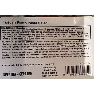 Tuscan Pesto Pasta Salad