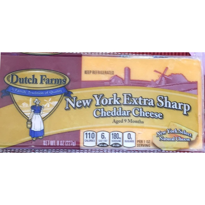 Cheddar Cheese, New York Extra Sharp, Aged 9 Months