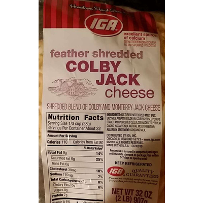 Feather Shredded Cheese, Colby Jack