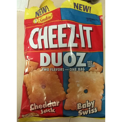 Duoz Baked Snack Crackers, Cheddar Jack, Baby Swiss