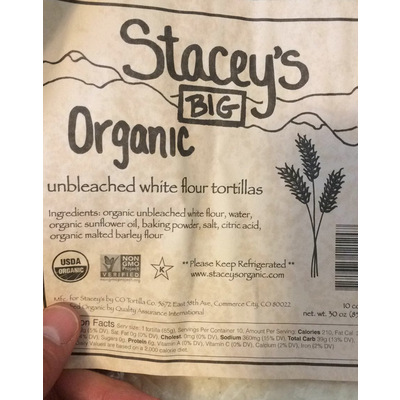 Unbleached White Flour Tortillas, Big Organic