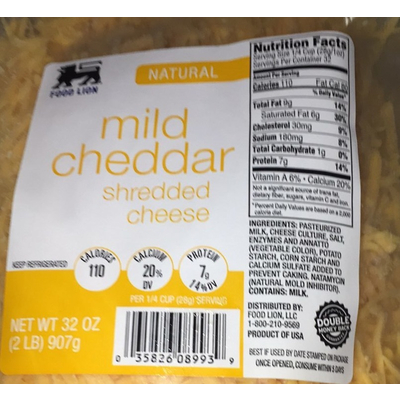 Shredded Cheese, Mild Cheddar