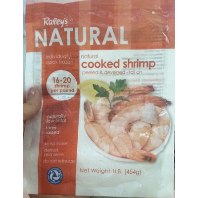 Shrimp, Cooked, Peeled & Deveined, Tail On