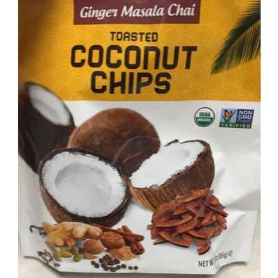 Toasted Coconut Chips, Ginger Masala Chai