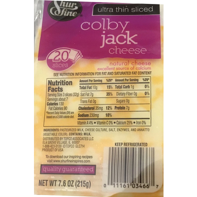 Colby Jack Cheese, Ultra Thin Sliced