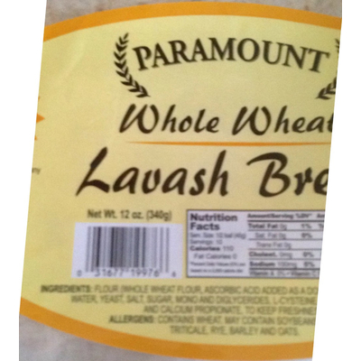 Whole Wheat, Lavash Bread