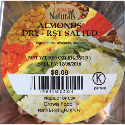 Almonds, Dry, Roasted Salted