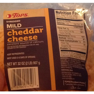 Shredded Cheese, Mild Cheddar