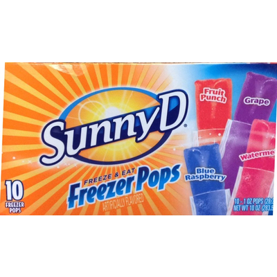 Freezer Pops, Fruit Punch, Grape, Watermelon, Blue Raspberry